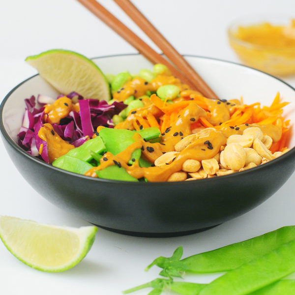 Crunchy Asian Chopped Salad {w/ Almond Dressing} - Eating Bird Food